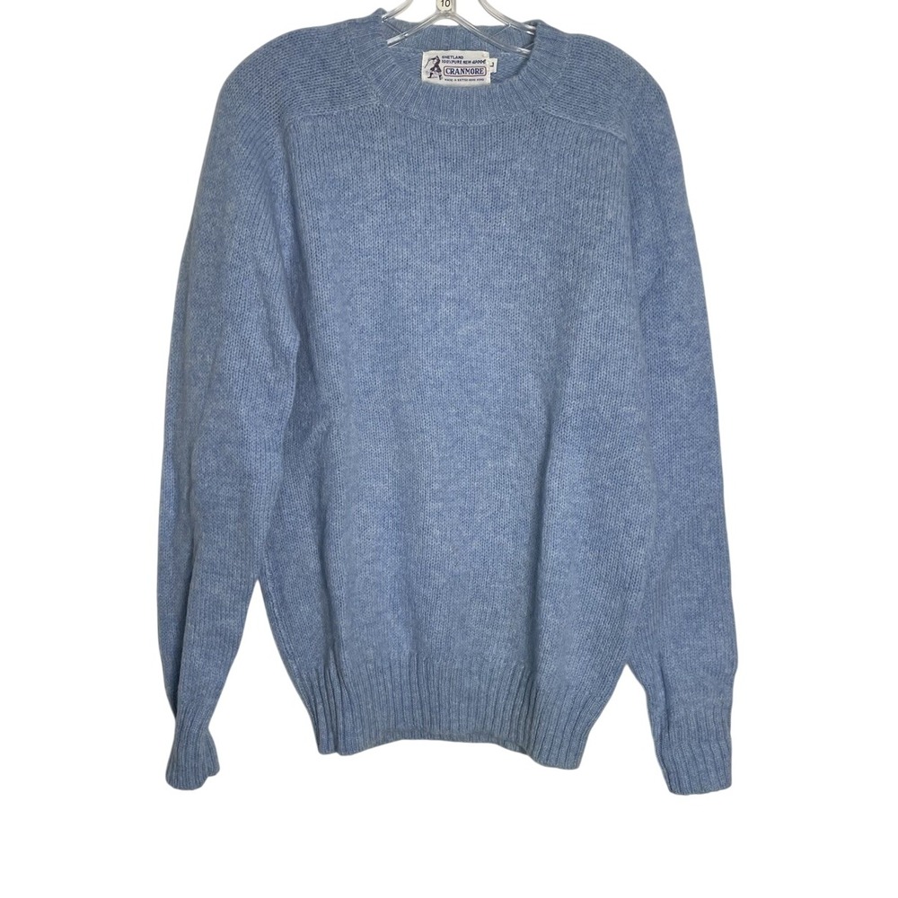 Vintage 80s 90s Cranmore Blue Shetland Wool Sweater Men's British Hong Kong L
